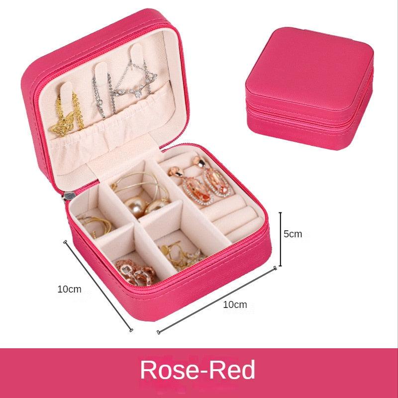 Jewelry Organizer Display Travel PU Leather Jewelry Case Boxes Travel Portable Jewelry Box Storage Organizer Earring Holder Gift Jewellery Box Organizer Small Portable PU Leather Travel Jewelry Storage Case for Rings Earrings Necklace