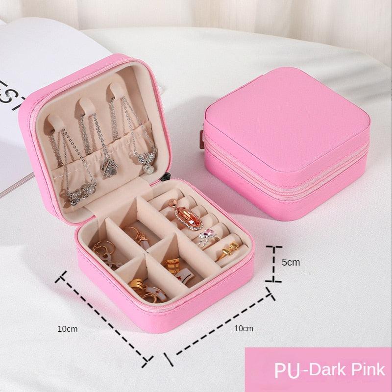 Jewelry Organizer Display Travel PU Leather Jewelry Case Boxes Travel Portable Jewelry Box Storage Organizer Earring Holder Gift Jewellery Box Organizer Small Portable PU Leather Travel Jewelry Storage Case for Rings Earrings Necklace