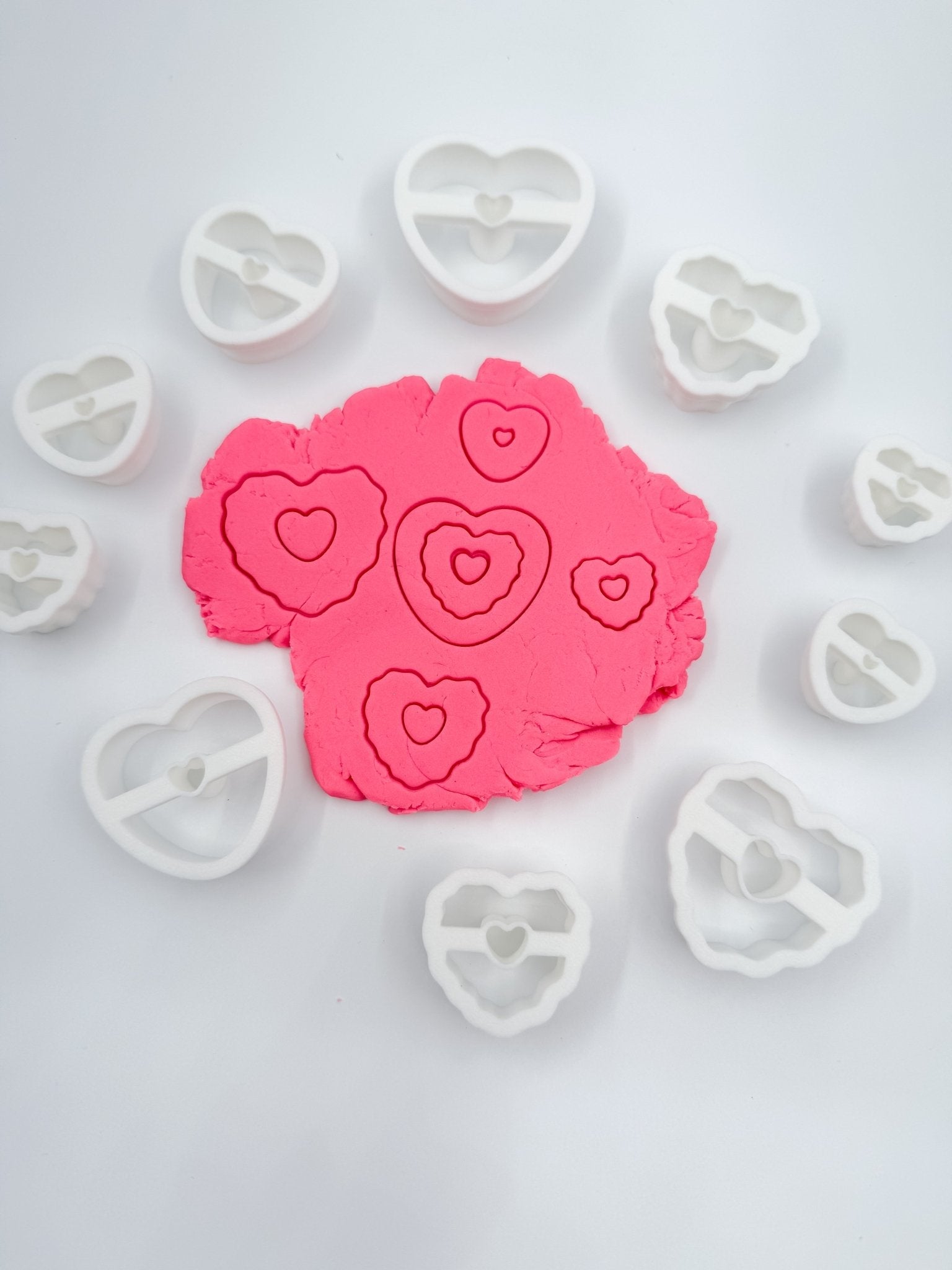 Valentine Heart Cookie Polymer Clay Cutters – Set of 10 (Mixed Sizes)