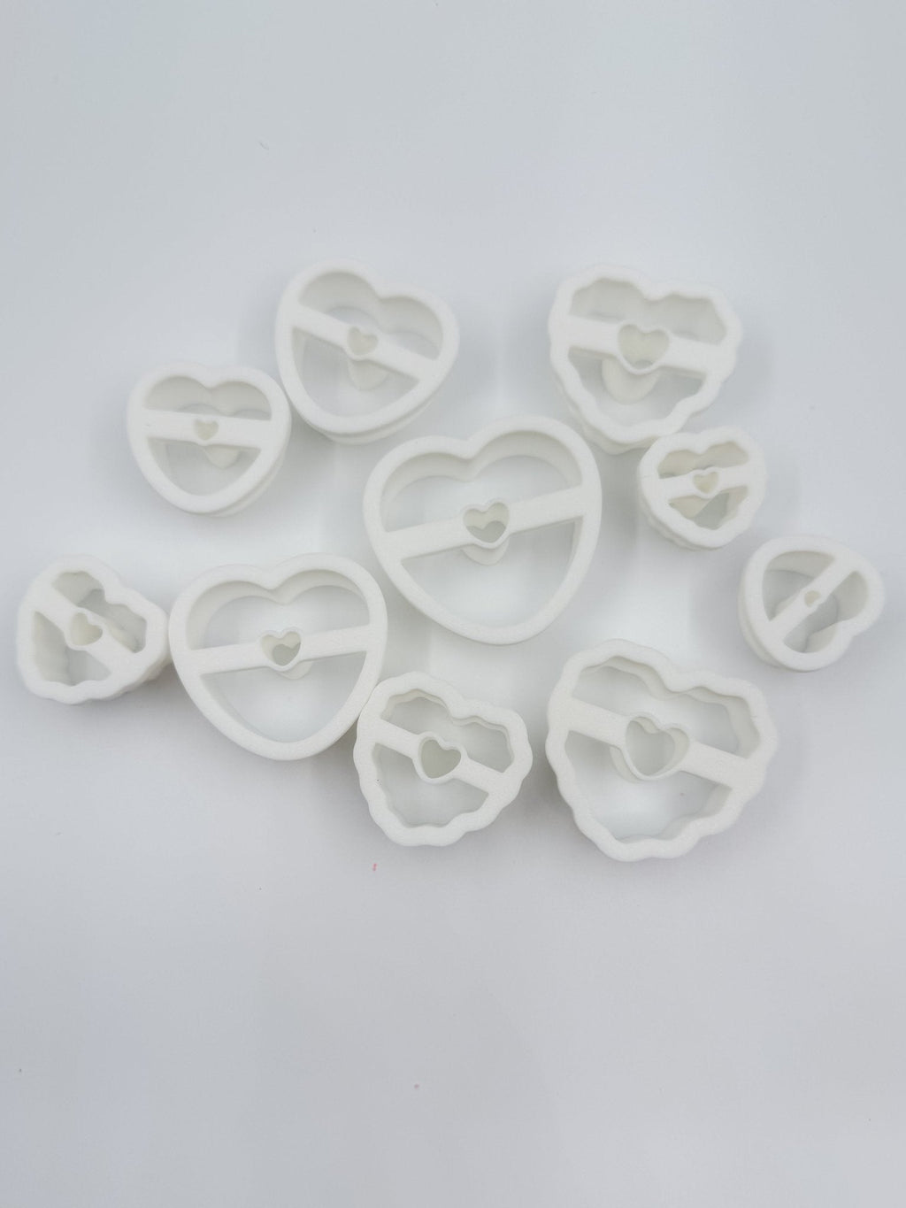 Valentine Heart Cookie Polymer Clay Cutters – Set of 10 (Mixed Sizes)