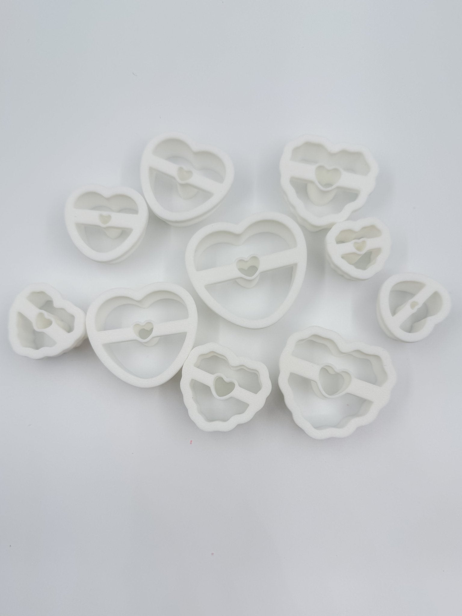 Valentine Heart Cookie Polymer Clay Cutters – Set of 10 (Mixed Sizes)